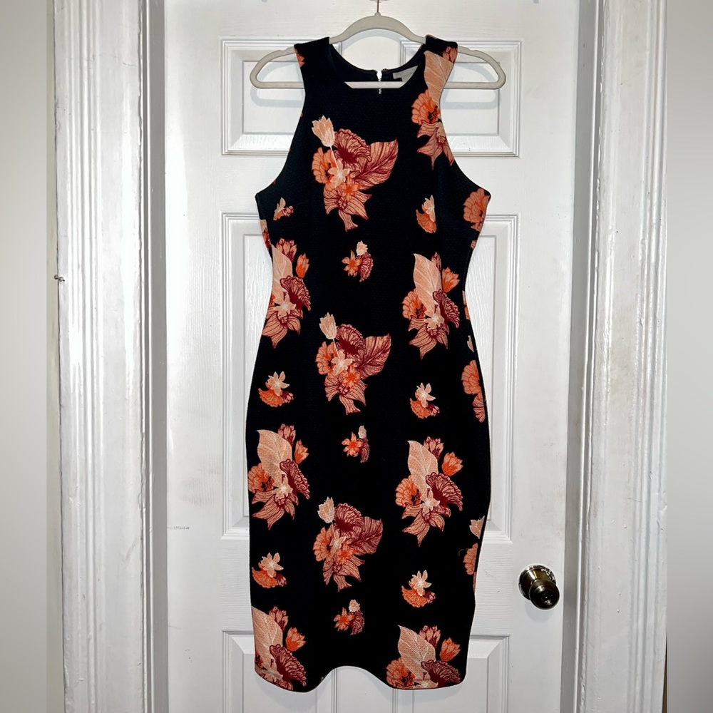 HM Floral Racerback Bodycon Midi Dress
